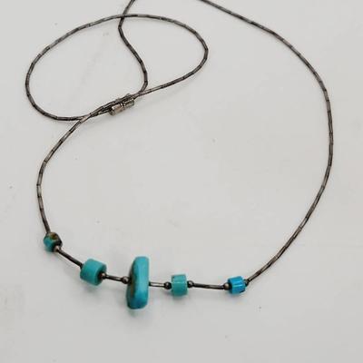 Sterling Southwest Turquoise Disc Necklace 