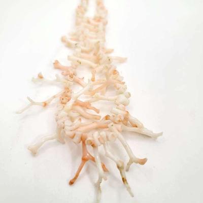 Pink Cream Branch Coral Necklace Vintage 