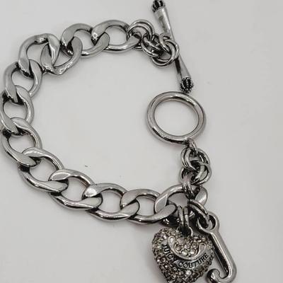 Juicy Couture Rhinestone Heart Bracelet Toggle Clasp
