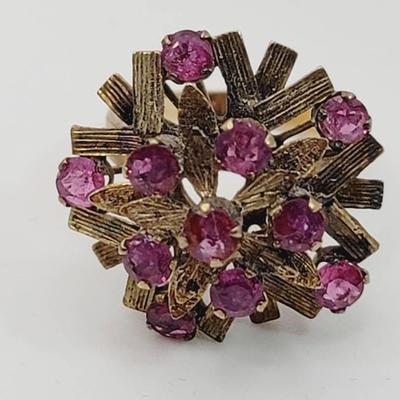 14k Yellow Gold Ruby Thai Princess Ring Sz 6-6.5