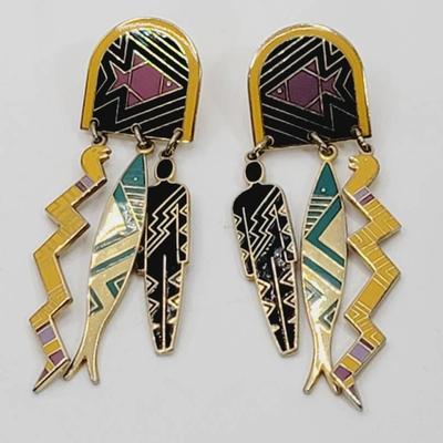 Laurel Burch Ceremonial Objects Enamel Pierced Earrings