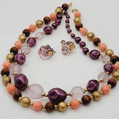 Orchid Bloom Purple And Peach Coordinated Jewelry Set