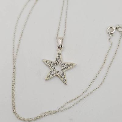 Sterling Rhinestone Star Pendant Necklace 