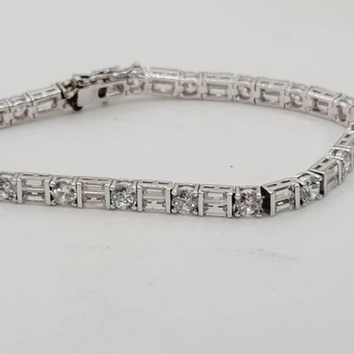 Sterling Cz Tennis Bracelet Silver 925 Clear Stone 