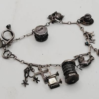 Antique Sterling Charm Bracelet Some Articulated