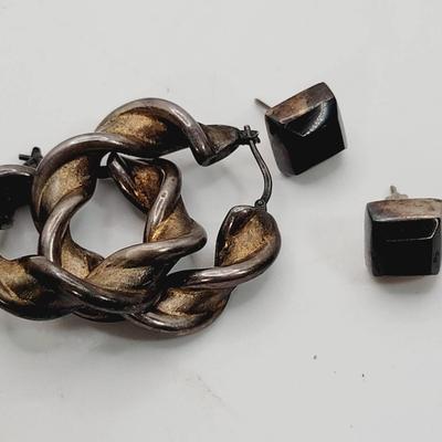 Sterling Geometric Earrings Spiral And Square