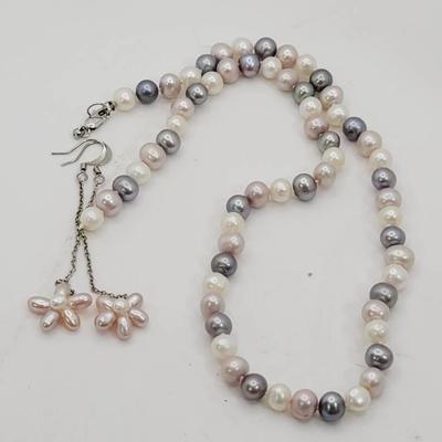 Real Pearl Necklace And Earrings Needs Small Clasp Repair