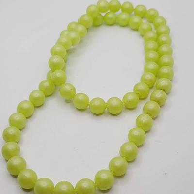 Neon Lemon Lime Vintage Pop Bead Necklace 