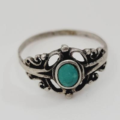 Delicate Sterling 925 Turquoise Ring Sz 5.5