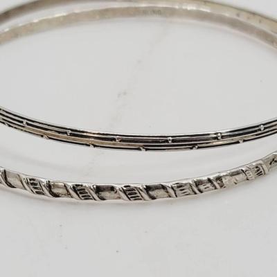 Detailed Sterling Bangle Bracelet Set Vintage 