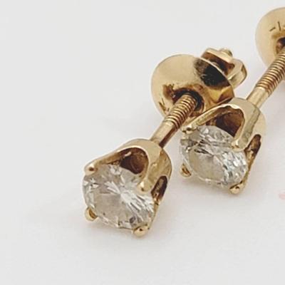 Approx 1/4tcw Diamond 14k Yellow Gold Earrings