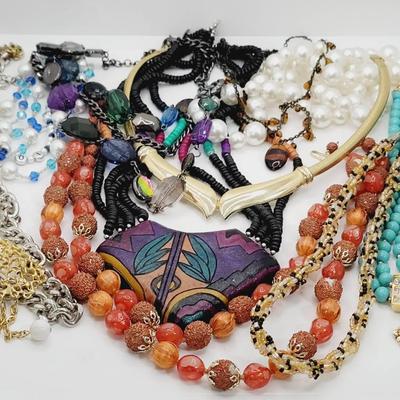 Craft Use Necklace Lot Colorful Pieces