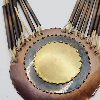Southwest Style Mixed Metal Disc Necklace 