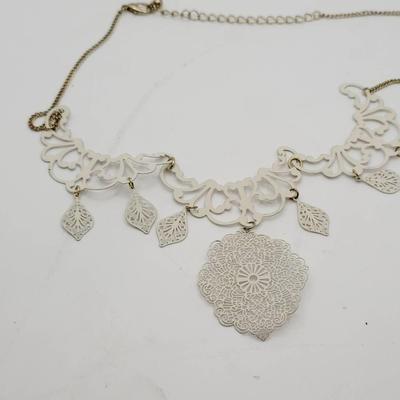 Laser Cut Metal Lace Collar Necklace 