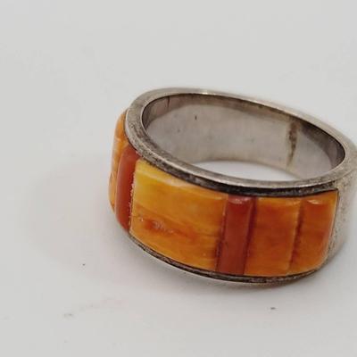 Signed Spiney Oyster Sterling Ring F&I Sz 6