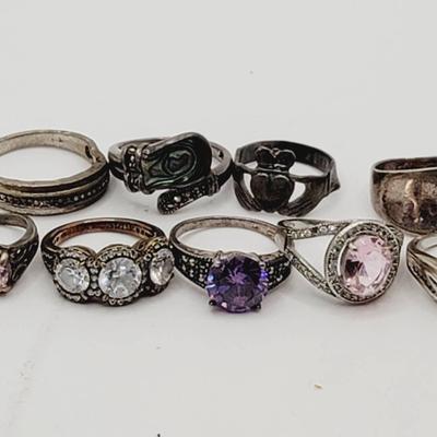 Tlc Sterling Ring Lot Shaping Or Stone Loss 9pc 36g