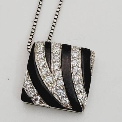 Sterling Italy Necklace Cz And Enamel Necklace