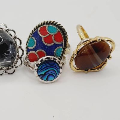 Vintage Mixed Stone Boho Adjustable Rings