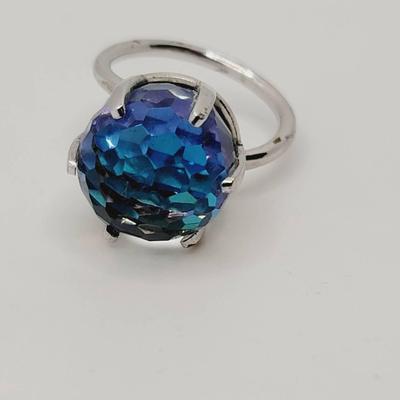 Sarah Cov Faceted Color Change Blue Purple Clear Crystal Ring