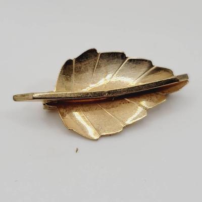 Vintage 1/20 12k Gf Leaf Lapel Or Scatter Pin