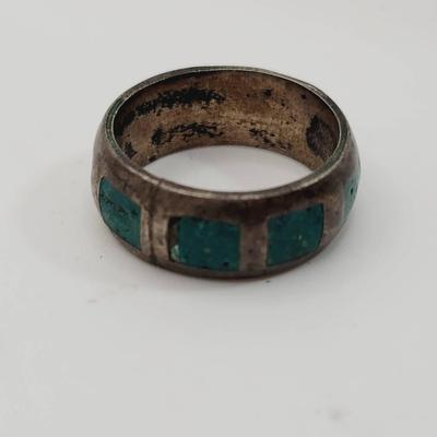 Sterling Turquoise Ring Sz 11.5 Southwest Vintage Silver