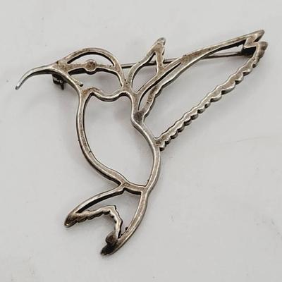 Signed Sterling Silvet Hummingbird Pin Brooch R.W. 96