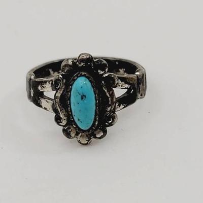 Sterling Turquoise Child Or Pinkie Ring Southwest 