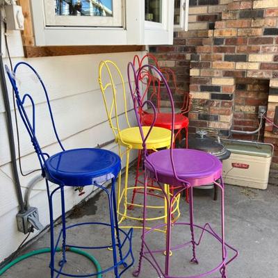 Sale Photo Thumbnail #84: Powder coated vintage ice cream barstools 