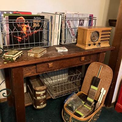Sale Photo Thumbnail #94: The picnic basket is full of piano keys ready to be repurposed!