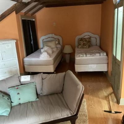 Pair of wicker twin beds, can be used as a king