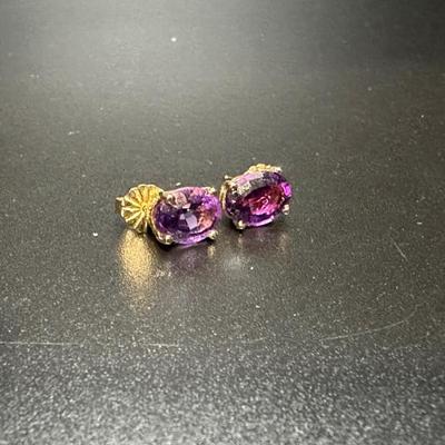 Amethyst earrings with 14k gold setting
