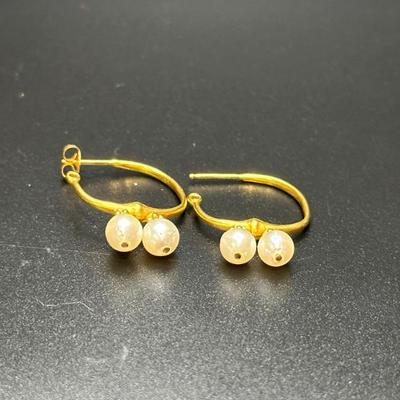 14k gold pearl earrings