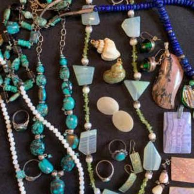 Pc242 stones and shells costume jewelry mystery lot