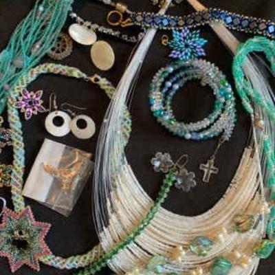 Pc240 icy blue costume jewelry mystery lot