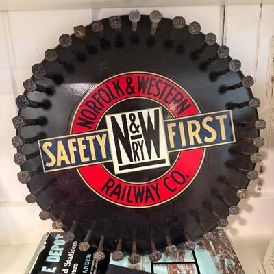 N&W plaque with numbered RR nails