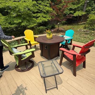 Outdoor chairs and fire table