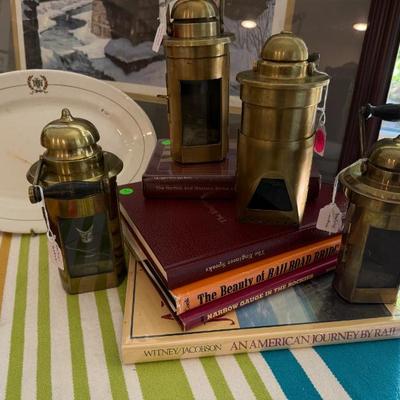 19th c brass train lanterns