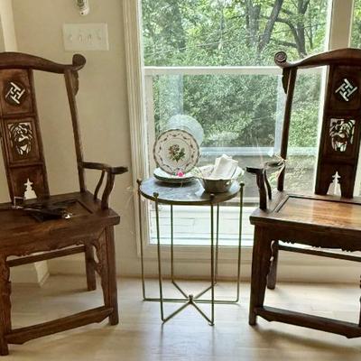 Chinese tall chairs, contemporary marble table
