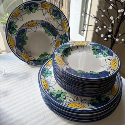 Hand painted pottery dishes