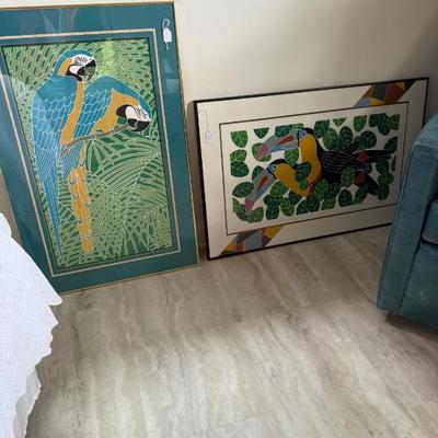 Tropical birds lithographs