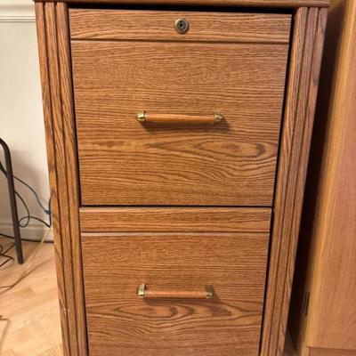 Wood and Gold filing cabinet (online)