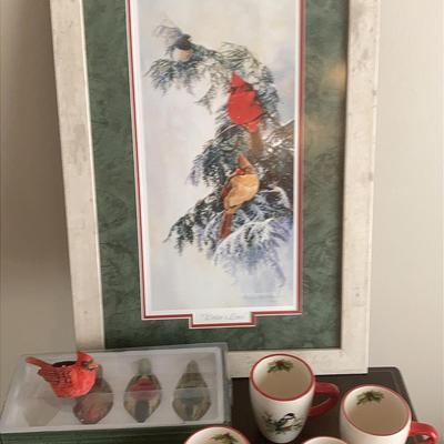 Cardinal Mugs, Candleholders, And Print 