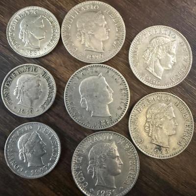 Vintage Swiss Rappen Coin Lot – 1883 to 1956 – Helvetia Confederation (8 Coins)