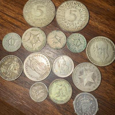 Vintage World Coin Lot – 14 Mixed Coins (Cuba, France, Turkey, U.S., etc.) | Some Silver!