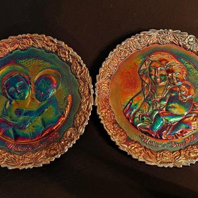 Colorful Fenton Plate Duo