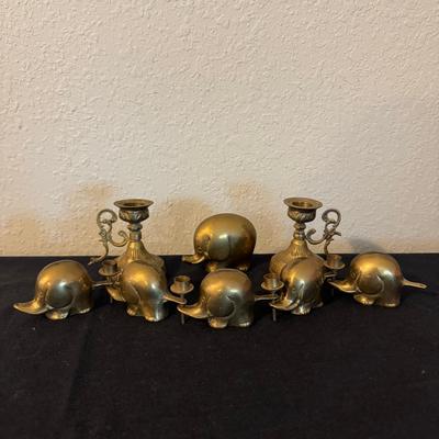 Brass Elephant Candleholders Plus