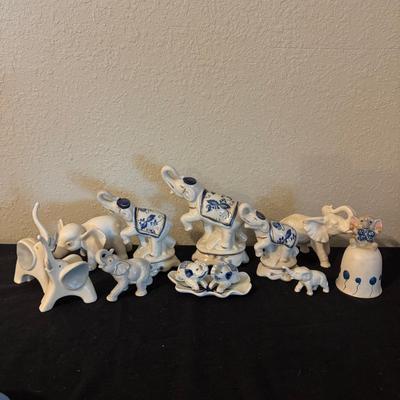 Blue + White Elephants