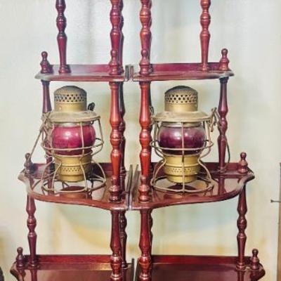 Pair of antique mahogany whatnot shelf from the Victorian era
