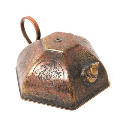 Sale Photo Thumbnail #381: Lot 381 vintage chinese hexagonal copper or brass water dropper teapot