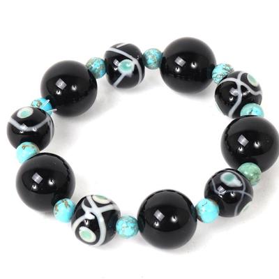 Lot 130 beautiful millefiori glass turquoise bead bracelet